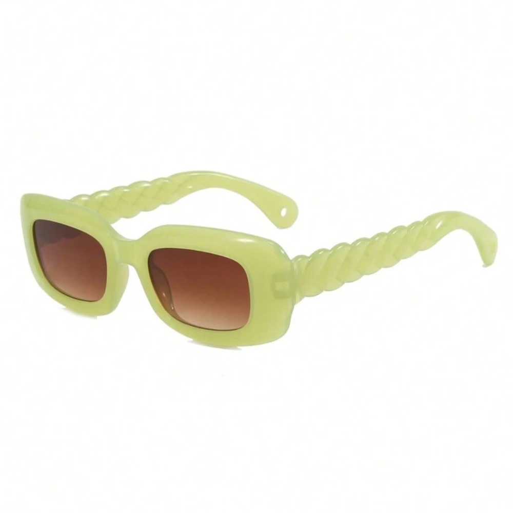NWT Retro Green Rectangular Fashion Sunglasses Wavy Legs